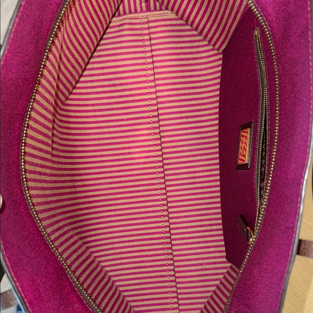 Fendi Brown Zucca Coated Cancas FF Logo Tote with Plum Trim - Picture 6 of 17